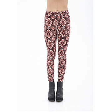 Kaleidoscope Print Knit Leggings with Elasticized Waist